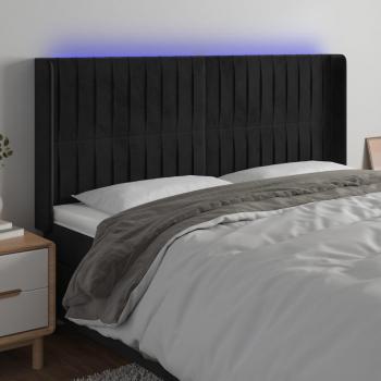 Testiera a led, Schienale del letto Nera 203x16x118/128 cm in Velluto vidaXL