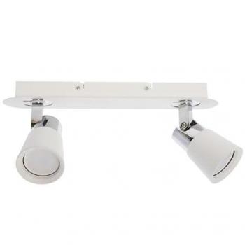 CRISTALRECORD Aplique de techo o pared 'Iris' de dos focos (2xGU10) (35W máximo 220/240V) IP20 fabricado en hierro color blanco y cromo