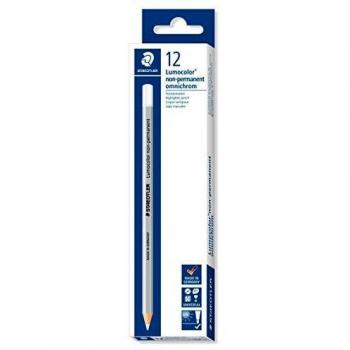 Staedtler Lumocolor 108-0. Lápices de madera de color blanco. Caja con 12 unidades