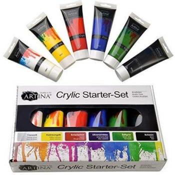 Artina crylic Peinture acrylique professionnelle Lot de 6 tubes de 120ml