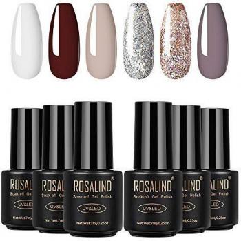 Rosalind „Snow White“ Glitzer‑Gelpolish Set – 6 Farben, UV/LED, Soak Off