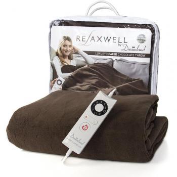 Dreamland Luxury Super Soft Washable Chocolate Microfleece Heated Throw