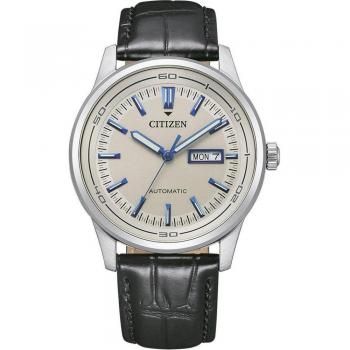 Citizen Pánské hodinky s černým koženým páskem NH8400-10AE