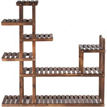 COSTWAY Nachttisch, 7 Etagen Pflanzenregal, Holz, 120 x 25 x120 cm