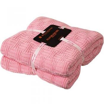 MYLUNE HOME Kuscheldecke aus 100% Baumwolle, 70'' x 78'', Rosa