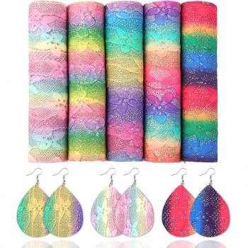 A5 Chunky Glitter Lace Faux Leather Fabric