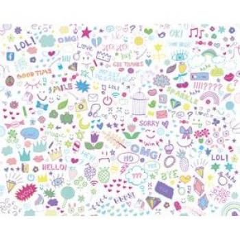 White Social Doodle Mural with Medium Shading from Origin Murals