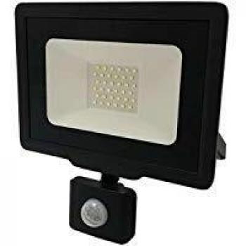 Proiettore LED 30W IP65 Nero con rilevatore di movimento 2400lm 2700K