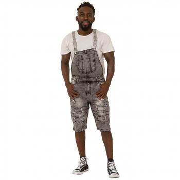 Men’s Grey Wash Denim Walk‑Shorts – Drop Bib, Blair 31W