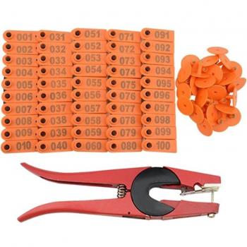 Étiquettes de marquage animal en plastique – Série 100 pièces (orange+rouge)