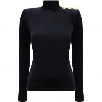 Balmain Top velluto nero donna 40