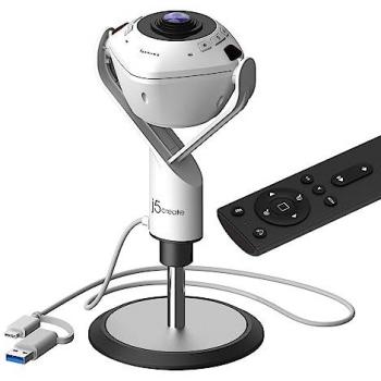 J5create JVU368 360° AI Video Conferencing WebCam – 1080p, 30fps, White Speakerphone