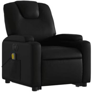 Fauteuil de relaxation avec massage électrique noir similicuir