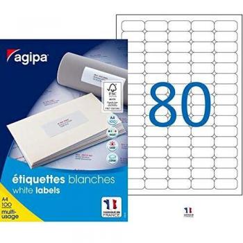 Apli-Agipa Boîte de 8000 Étiquettes Adhésives 35,6 x 16,9 mm