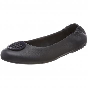Tommy Hilfiger Damen Ballerinas aus Leder, Blau (Midnight 403), 38 EU