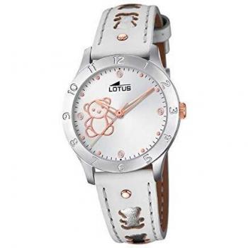 Orologio Lotus con Cinturino in Pelle Bianco e Cassa Acciaio Inossidabile