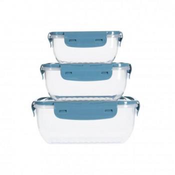 Conjunto Prático de Caixas Herméticas 3 Tamanhos 0,4L, 0,8L e 1,4L