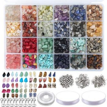 Kit de création de bijoux avec 1323 perles de pierres précieuses irrégulières et accessoires