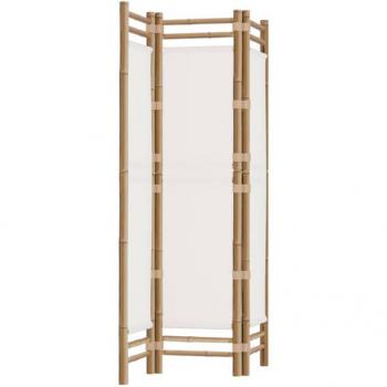 DividerPiano 3‑Pannello 120 cm – Bambù & Tela Crema