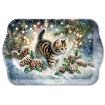 Plateau Décoratif Chaton Hivernal