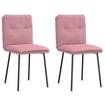 Set di Sedie da Pranzo Rosa in Velluto – 2 Composizioni