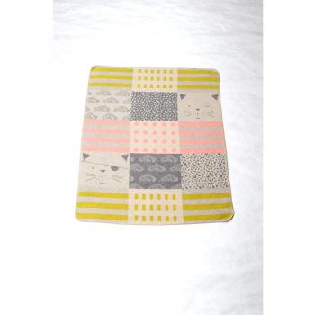 Juwel Katzenpatch Decke für Babys – David Fussenegger, Gelb/Rosa, 70×90 cm