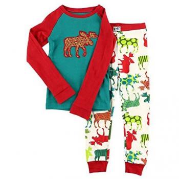 Kinder-LazyOne Schlafset: Moos-Muster, unisex, langarm, 6 Jahre