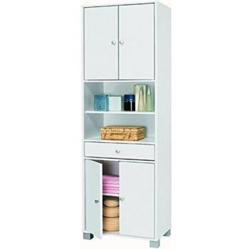 Colonne de Salle de Bain avec 4 Portes et 1 Tiroir Blanc Velours 50.5 x 196.3 x 32.9 cm