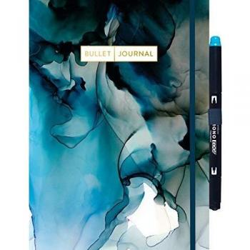 Bullet Journal Dramatic Watercolor mit original Tombow MONO edge Dual-Tip Highlighter sky blue