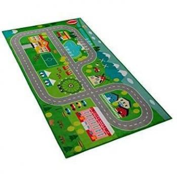 Tappeto per bambini verde in poliestere 80 x 150 cm con mappa stradale della città Seben
