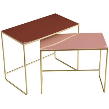 Tavolini da salotto gigogna in terracotta rosa e oro set di 2 WESS