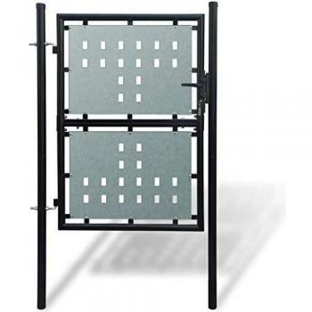 Zauntor Einzeltor Schwarz 100 x 250 cm