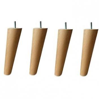 Jeu de 4 pieds de lit en bois de hêtre fuseau rond incliné miel 20 cm