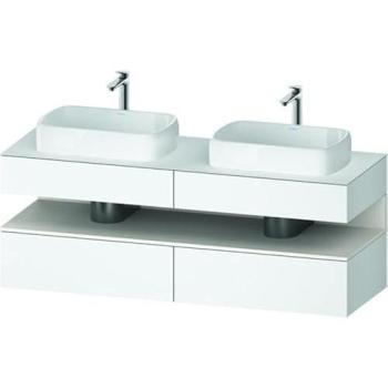 Meuble sous-lavabo Qatego, finition placage blanc