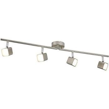 Barre de spots Quad verre argent satiné 4 ampoules 14 cm