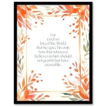 Framed 12x16” John 3:16 “God So Loved the World” Inspirational Wall Art