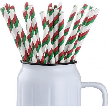 25pcs Merry Christmas Paper Straws