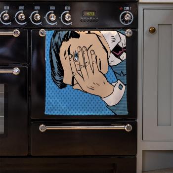 Benjamin Tate Blue Halftone Kitchen Towel
