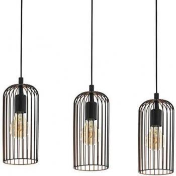 Lampadario Roccamena 3 Luci Acciaio Nero e Rame