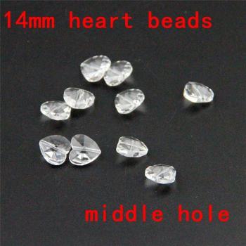 50-2000pcs Clear Color 14mm Glass Heart Beads for DIY Projects