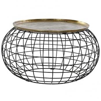 Table d'appoint ronde en métal doré et noir