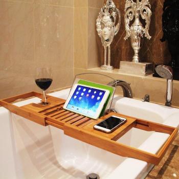 Luxury Bath Bridge with Wine Glass Support
