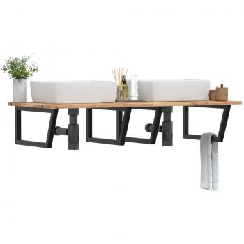 VidaXL Steel and Acacia Wood Basin Shelf