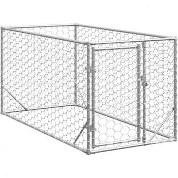 Chenil pour chien 2x1x1 m avec porte en acier galvanisé
