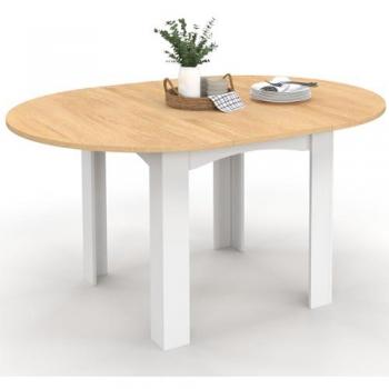 Table à Manger DONA Ronde Extensible 4-8 Personnes Blanche 110-150 cm