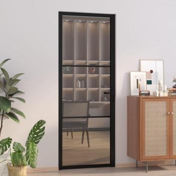 VidaXL Porta Interna 76x201,5cm Vidro ESG + Alumínio Preto