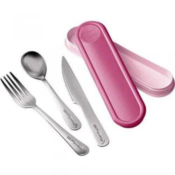 Posate da Campeggio, Set in Metallo con Custodia, Colore: Rosa (Marca: Maped)