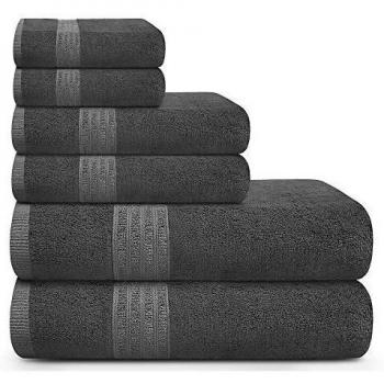 TRIDENT Soft Comfort 100% Air Rich Cotton Yarn Towels, 6 Piece Set
