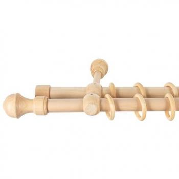 Gardinenstange “Giro” von SN DECO GROUP – 2‑Läufe, 28 mm, Holz, Komplettset