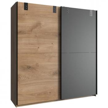 Schwebetürenschrank Cardiff von WIMEX – Plankeneiche‑Optik, Grau, Maße: B180 